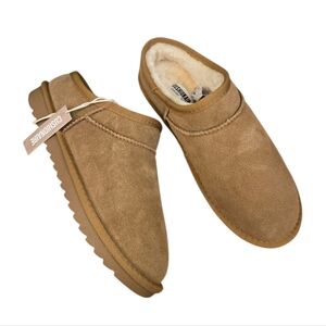 Cushionaire Tan Genuine Suede Mule Slippers